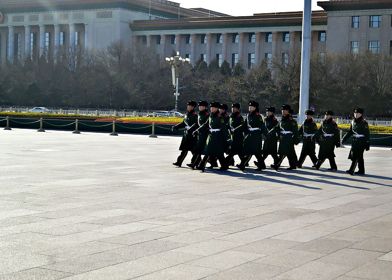 marching guards beijing china tiananmen square ps